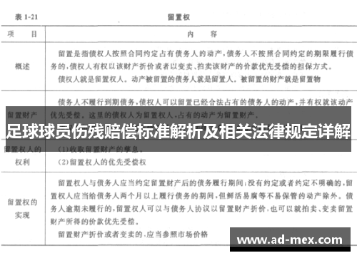 足球球员伤残赔偿标准解析及相关法律规定详解